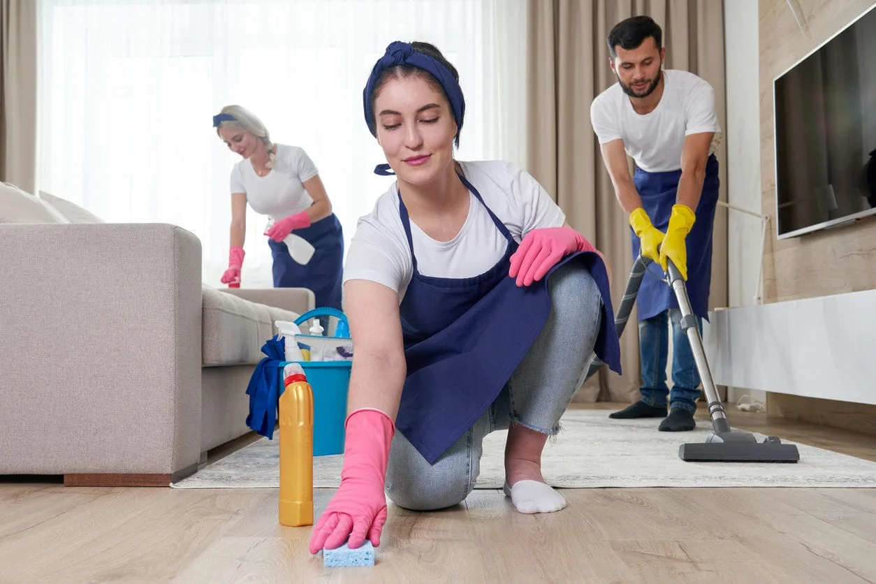 professional cleaning services team cleaning home
